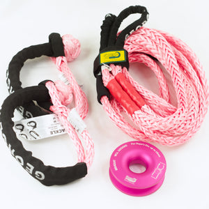 Pink Winch Extension Combo: Rope Sling 11ton + 2 Soft Shackle 16ton + 1*Pulley Ring 11ton