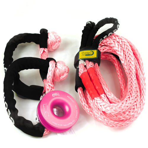 Pink Winch Extension Combo: Rope Sling 11ton + 2 Soft Shackle 16ton + 1*Pulley Ring 11ton