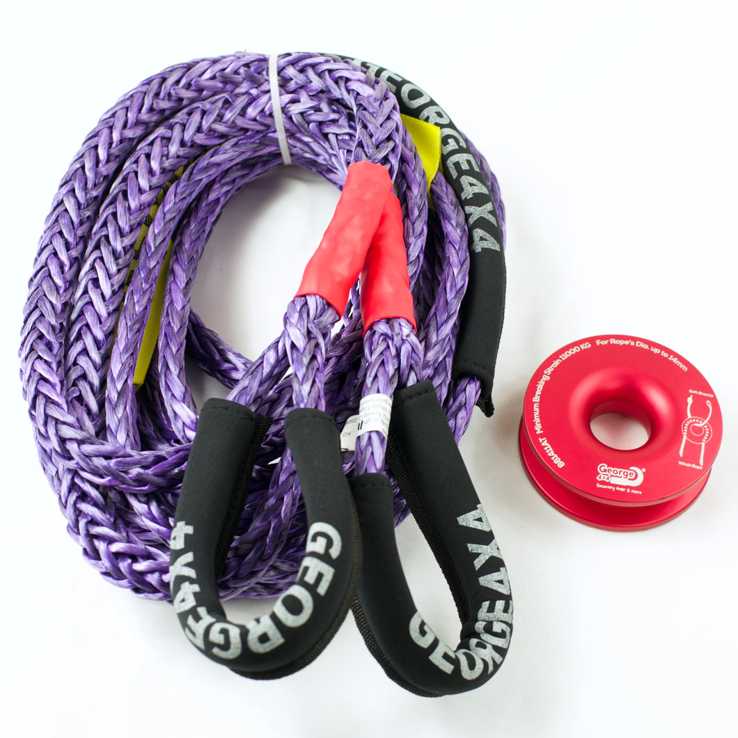 1X Extension Rope (Purple) 11000kg +1X Winch Ring 11000kg (pink or RED) 4WD winch Combo
