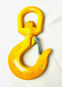 Grade 80 Swivel Hook with Latch Features:   Size: 16mm WLL: 8TON, Breaking load: 32TON (4 times of WLL) Grade: 80 (T8) Test certificate supplied upon request AS3776 Compliant Marked: Size/Grade/Manufacturer Code/Tracking code Size available:  6mm WLL 1.12ton 7/8mm WLL 2.0ton 10mm WLL 3.15ton 13mm WLL 5.3ton 16mm WLL 8ton