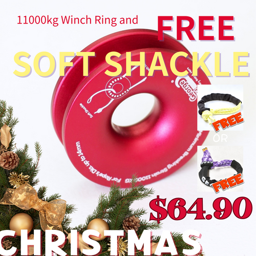 [Xmas Sale] 11000kg Snatch Ring/Winch Ring Red and FREE Soft Shackle