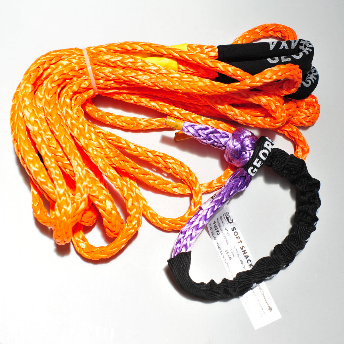 11mm 11000kg Winch Extension Tow Rope (Orange ) + 1*Soft Shackle 15000 ...