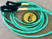 Load image into Gallery viewer, The George4x4 Towing Rope is made of a unique ultra-high molecular weight polyethylene material (UHMWPE), known as Dyneema/Spectra or high-modulus polyethylene (HMPE). High strength and low stretch.  UV resistant, waterproof and more durable Very light, can float in water Both ends have a soft loop and protective sleeves Static Rope Suitable for sailing, off-road towing Fitted for 4WD electric Winch, Hand Winch, Trailer Winch, Towing etc. 6mm, breaking strength 3300kg Australian made, tested