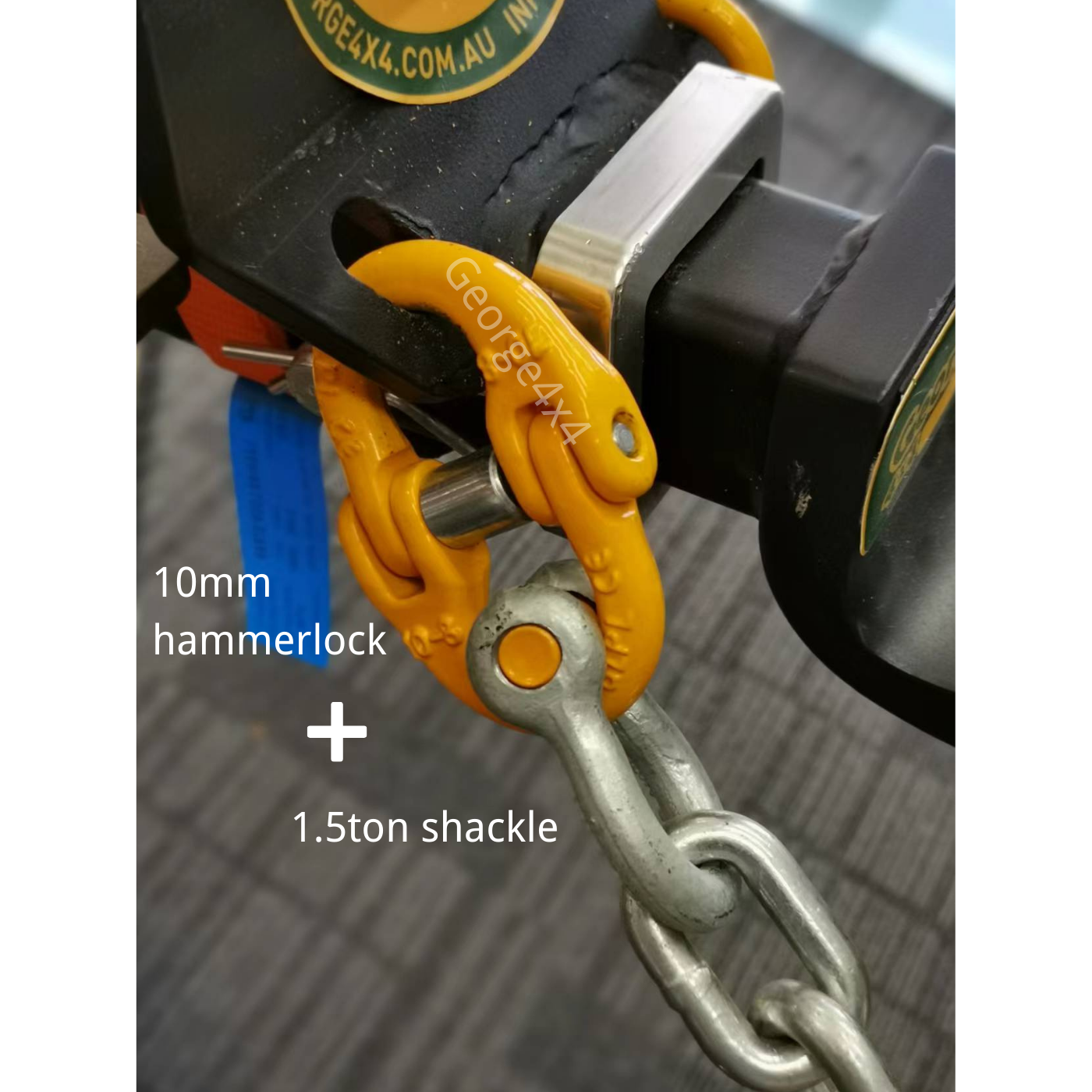 Hammerlock + D Shackle for Trailer Safety Chain/Caravan Towing by