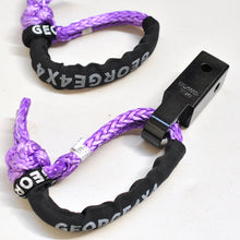Load image into Gallery viewer, 1pc*Soft Shackle (Purple diamond), Australian made  11mm*60cm/65cm  Breaking Strength: 15000kg    1pc*Soft Shackle Hitch (Matte Black)  170mm  Breaking Strength: 20000kg    Features:  Hitch made of Aluminium Alloy T6, Light and convenient 50mm*50mm*170mm (170mm length) WLL 5000kg, Minimum Breaking test: 20000kg The hitch hole is smooth and round edge, friendly designed for Soft Shackle Can connect directly with soft shackles and D shackles