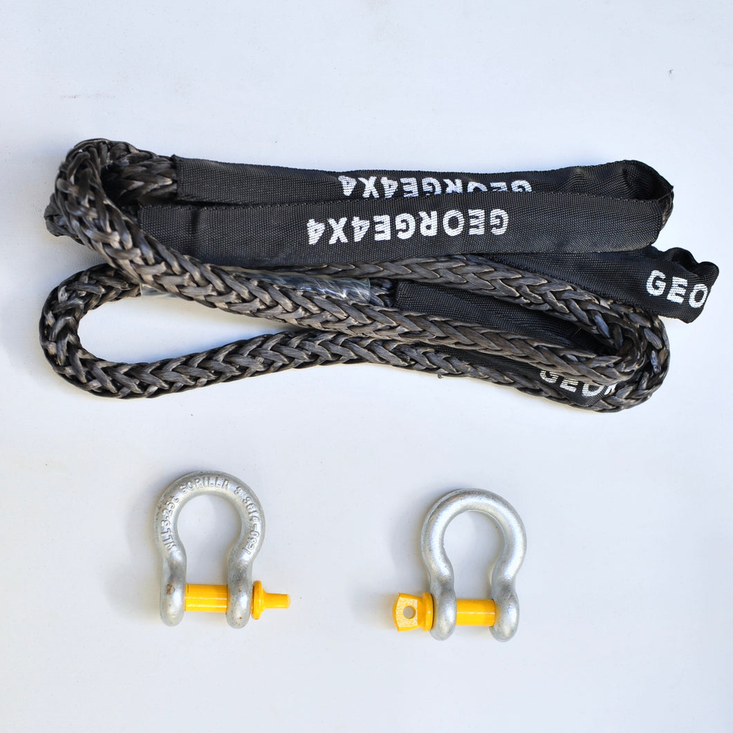 Equaliser Rope Combo: Bridle Rope(equaliser) 12mm*13200kg + 2*Rated Steel Shackles, 4WD Recovery Gear 4x4 offroad