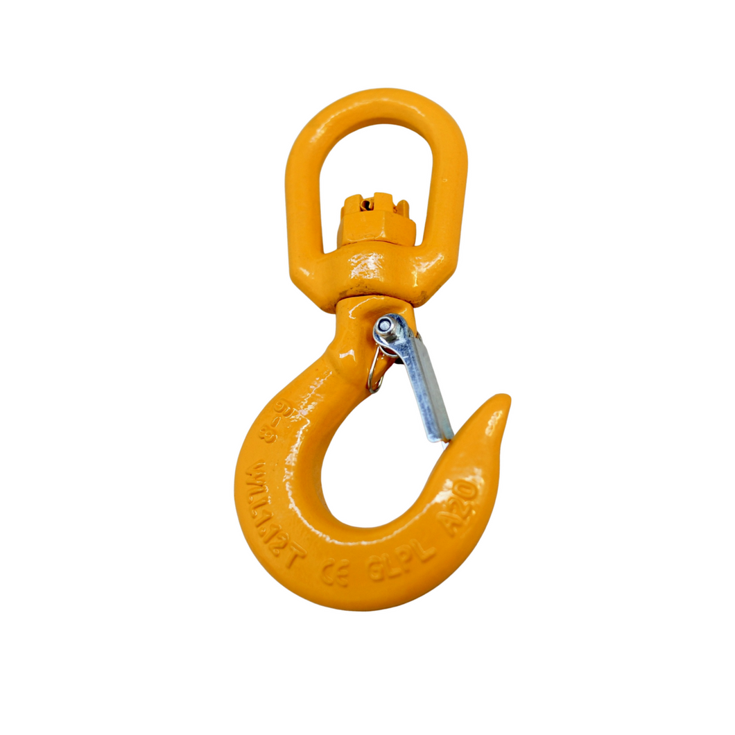 G80 Swivel Hook with Latch 6mm WLL 1.12ton, Grade 80 Chain Lifting Sling Components