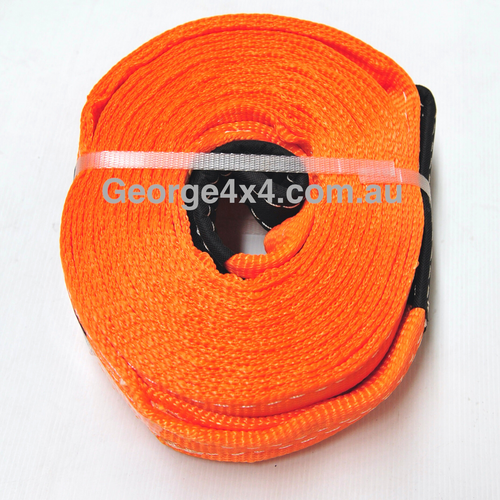 This equaliser strap can also be used as an extension for snatch straps, even for winch ropes. It can also be used as a Tow Strap for front recovery points or a long tree trunk protector.   FEATURES:  6meter length, 75mm Width Heavy-duty reinforced eyelets 100% made of polyester, light and durable 14000kg rated, tested breaking 15300kg