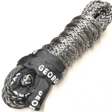 Load image into Gallery viewer, The George4x4 Towing Rope is made of a unique ultra-high molecular weight polyethylene material (UHMWPE), known as Dyneema/Spectra or high-modulus polyethylene (HMPE). High strength and low stretch.  UV resistant, waterproof and more durable Very light, can float in water Both ends have a soft loop and protective sleeves Static Rope Suitable for sailing, off-road towing Fitted for 4WD electric Winch, Hand Winch, Trailer Winch, Towing etc. 12mm, breaking strength 13200kg Australian made, tested