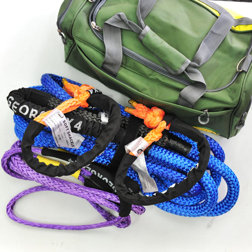 KR8S15BB-Kinetic Rope 8600kg*9m + Soft Shackle + Bridle Rope  +Bag George4x4 Recovery kit
