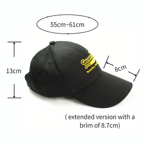 George4x4 Unisex Cap is designed with an elongated brim (usually 7cm, ours are at 8cm and more) and a round top. It has an adjustable circumference, making it comfortable and easy to wear. It also has a unique logo design that adds personality to your outfit, and is made with quality cotton. Height of 13cm,  a regular brim of 8cm, and an extended brim of 8.7cm Adjustable hat circumferences, fit head sizes ranging from 55 to 61cm Colour: Black with Yellow Logo