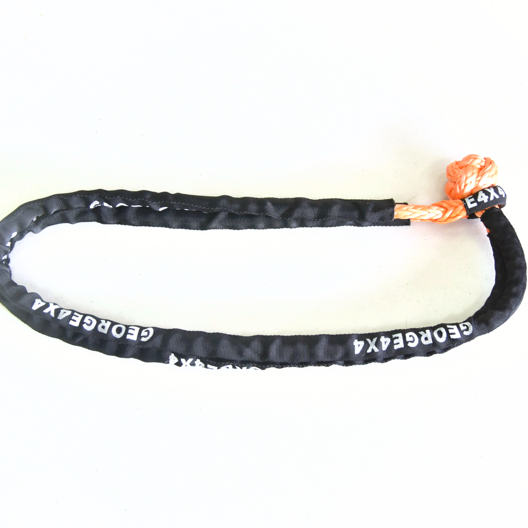 Soft Shackles are an alternative to traditional steel shackles and are made of Synthetic rope (well known as Dyneema/Spectra etc). Extended Soft Shackle with full sheath for vehicles with one central recovery point. It can be used to connect rock sliders with no sharp edges. Hand spliced in Australia, Tested by NATA-accredited lab Super lightweight, can float in water UV-resistant, waterproof and more durable Protective sleeve fitted Features:  11mm*135cm/150cm Breaking Strength: 18000kg