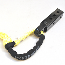 Load image into Gallery viewer, 1pc*Soft Shackle (Yellow diamond), Australian made  10mm*60cm  Breaking Strength: 13300kg    1pc*Soft Shackle Hitch  232mm  Breaking Strength: 20000kg    Features:  Hitch made of Aluminium Alloy T6, Light and convenient 50mm*50mm*232mm (232mm length) WLL 5000kg, Minimum Breaking test: 20000kg The hitch hole is smooth and round edge, friendly designed for Soft Shackle Hitch is multiple-holes designed to connect vertically and horizontally Can connect directly with soft shackles and D shackles