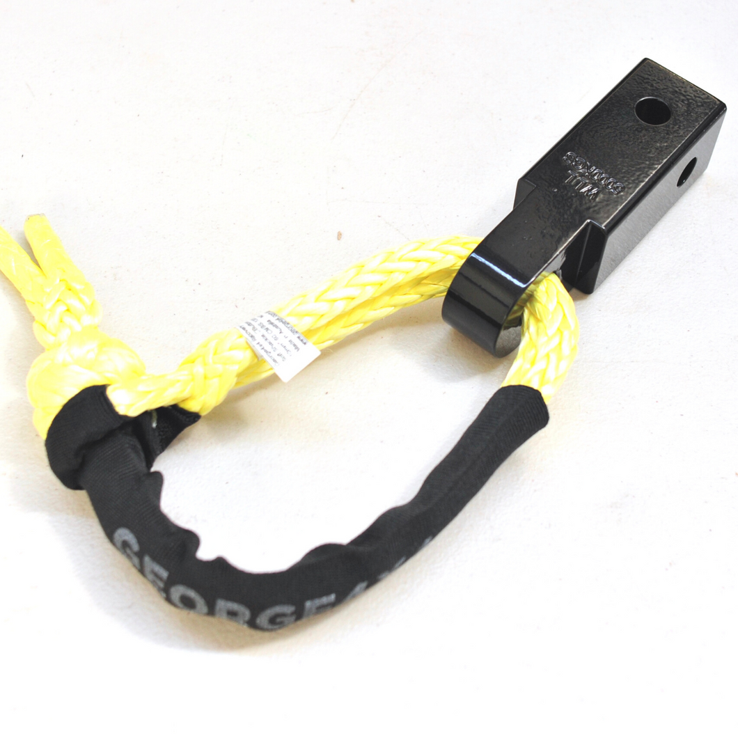 1pc*Soft Shackle (Yellow diamond), Australian made  10mm*60cm  Breaking Strength: 13300kg    1pc*Soft Shackle Hitch (Matte Black)   length: 170mm  WLL: 5000kg, Breaking Strength: 20000kg    Features:  Hitch made of Aluminium Alloy T6, Light and convenient 50mm*50mm*170mm (170mm length) WLL 5000kg, Minimum Breaking test: 20000kg The hitch hole is smooth and round edge, friendly designed for Soft Shackle Can connect directly with soft shackles and D shackles