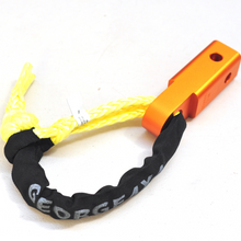 Load image into Gallery viewer, 1pc*Soft Shackle (Yellow diamond), Australian made  10mm*60cm  Breaking Strength: 13300kg    1pc*Soft Shackle Hitch  170mm  Breaking Strength: 20000kg    Features:  Hitch made of Aluminium Alloy T6, Light and convenient 50mm*50mm*170mm (170mm length) WLL 5000kg, Minimum Breaking test: 20000kg The hitch hole is smooth and round edge, friendly designed for Soft Shackle Hitch is multiple-holes designed to connect vertically and horizontally Can connect directly with soft shackles and D shackles