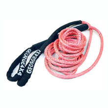 Load image into Gallery viewer, The George4x4 Towing Rope is made of a unique ultra-high molecular weight polyethylene material (UHMWPE), known as Dyneema/Spectra or high-modulus polyethylene (HMPE). High strength and low stretch.  UV resistant, waterproof and more durable Very light, can float in water Both ends have a soft loop and protective sleeves Static Rope Suitable for sailing, off-road towing Fitted for 4WD electric Winch, Hand Winch, Trailer Winch, Towing etc. 8mm, breaking strength 5800kg Australian made, tested