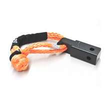 Load image into Gallery viewer, 1pc*Soft Shackle (Orange button), Australian made  11mm*65cm  Breaking Strength: 18000kg    1pc*Soft Shackle Hitch  170mm  Breaking Strength: 20000kg    Features:  Hitch made of Aluminium Alloy T6, Light and convenient 50mm*50mm*170mm (170mm length) WLL 5000kg, Minimum Breaking test: 20000kg The hitch hole is smooth and round edge, friendly designed for Soft Shackle Hitch is multiple-holes designed to connect vertically and horizontally