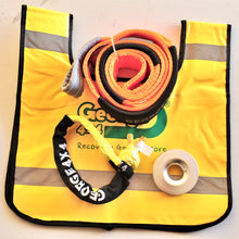 Load image into Gallery viewer, George4x4 Winch Accessory Kit includes 1pc*Tree Trunk Protector made of quality polyester, 3m Breaking: 14000kg. 1pc*Soft Shackle, Australian-made UHMWPE rope 12000kg/13300kg/15000kg/19800kg. 1pc*Aluminum Snatch Ring, Australian designed and tested 11000kg. 1pc*Winch line Damper Real Heavy-duty design Safer and Lighter