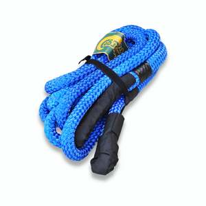 George4x4 uses 100% double-braided Nylon, which increases rope elongation up to 30%. Our kinetic ropes are hand spliced and rigorously tested. These ropes are Heavy Duty, but light and small enough to easily stow. They are much stronger and more durable than the common snatch strap.  Abrasion-Resistant coated eyelets offer longer life Water, UV and abrasive resistant Reduces potential of damage for both vehicles  30% stretching, increasing kinetic energy. 23900kgs*9m with reinforced eye Thickness 32mm