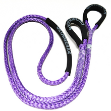 Load image into Gallery viewer, George4x4 Bridle Rope is constructed of a unique ultra-high molecular weight polyethylene material(UHMWPE), also known as Dyneema/Spectra. It is extremely high-strength and low-stretch. Description:   UV resistant, waterproof and more durable Very light, can float in water Both ends have protective sleeves and one sliding sleeve on the middle Australian made, Australian tested Features:  10mm, Minimum Breaking force rated 9500kg Colour purple