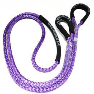 George4x4 Bridle Rope is constructed of a unique ultra-high molecular weight polyethylene material(UHMWPE), also known as Dyneema/Spectra. It is extremely high-strength and low-stretch. Description:   UV resistant, waterproof and more durable Very light, can float in water Both ends have protective sleeves and one sliding sleeve on the middle Australian made, Australian tested Features:  10mm, Minimum Breaking force rated 9500kg Colour purple