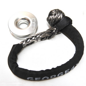 1pc*Soft Shackle (Silver button), Australian made  Size: 12mm  Length: 60cm or 70cm   Breaking Strength: 22000kg    1pc*Aluminum Pulley Snatch Ring(NEW DESIGN), Australian designed and NATA accredited lab tested  Inner-Outer diam: 30mm-100mm  Breaking Strength: 11000kg   Features:  Rated load 11000kg, strictly tested, no failure till 11000kg Curved edge and Bigger Groove. Winch Rope running from 8mm to 14mm Solid Aluminium polished Net weight: 0.39kg, lighter and safer 