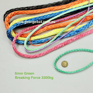 GEROGE4x4 HMPE Ropes can be used as Electric Winch ropes, Hand Winch ropes, Wakeboarding ropes, Tow or Towing ropes, Mooring ropes, Yacht ropes, Ropes for aviation, Ropes for works in forests, Ropes for rescue services, Ropes for energy industry and many other...  George4x4 HMPE rope is sold per Meter   Features:   High strength-to-weight ratio  Stronger than steel wire  High UV resistance  Floats and does not absorb water  Low stretch  Easy to splice 