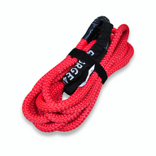 Load image into Gallery viewer, George4x4 uses 100% double-braided Nylon, which increases rope elongation up to 30%. Our kinetic ropes are hand spliced and rigorously tested. These ropes are Heavy Duty, but light and small enough to easily stow. They are much stronger and more durable than the common snatch strap.  Abrasion-Resistant coated eyelets offer longer life Water, UV and abrasive resistant Reduces potential of damage for both vehicles  30% stretching, increasing kinetic energy. 5000kgs*9m with reinforced eye Thickness 16mm