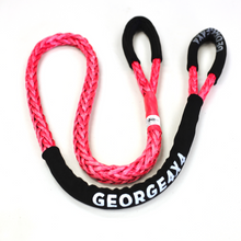 Load image into Gallery viewer, The George4x4 Towing Rope is made of a unique ultra-high molecular weight polyethylene material (UHMWPE), known as Dyneema/Spectra or high-modulus polyethylene (HMPE). High strength and low stretch.  UV resistant, waterproof and more durable Very light, can float in water Both ends have a soft loop and protective sleeves Static Rope Suitable for sailing, off-road towing Fitted for 4WD electric Winch, Hand Winch, Trailer Winch, Towing etc. 14mm, breaking strength 18000kg Australian made, tested