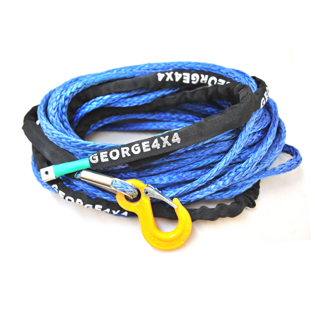 Winch Rope Blue with SS Thimble eye and Winch Hook 9mm*26m*8000kg, Australian Made, 4WD Recovery Gear 4x4 offroad