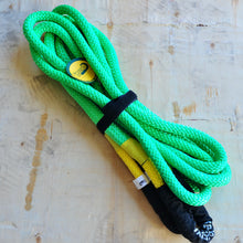 Load image into Gallery viewer, George4x4 uses 100% double-braided Nylon, which increases rope elongation up to 30%. Our kinetic ropes are hand spliced and rigorously tested. These ropes are Heavy Duty, but light and small enough to easily stow. They are much stronger and more durable than the common snatch strap.  Abrasion-Resistant coated eyelets offer longer life Water, UV and abrasive resistant Reduces potential of damage for both vehicles  30% stretching, increasing kinetic energy. 11000kgs*9m with reinforced eye Thickness 20mm