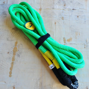 George4x4 uses 100% double-braided Nylon, which increases rope elongation up to 30%. Our kinetic ropes are hand spliced and rigorously tested. These ropes are Heavy Duty, but light and small enough to easily stow. They are much stronger and more durable than the common snatch strap.  Abrasion-Resistant coated eyelets offer longer life Water, UV and abrasive resistant Reduces potential of damage for both vehicles  30% stretching, increasing kinetic energy. 11000kgs*9m with reinforced eye Thickness 20mm