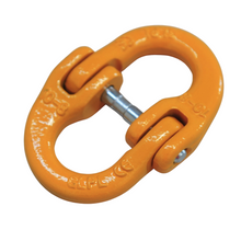 Load image into Gallery viewer, A hammerlock, a link that connects chains to other fittings when the chain link is too small. Made of high-quality alloy steel, drop forged and heat-treated for strength and flexibility. Easy to assemble and disassemble, often used to connect winch hooks to steel cable/synthetic winch rope. Consist of two separate body pieces, a tapered shaft, and a sleeve Size: 10mm WLL: 3.15ton BS: 12.6ton Grade: 80 (T8) Test certificate supplied upon request Pin comes with Oxygen Black or Galv. randomly