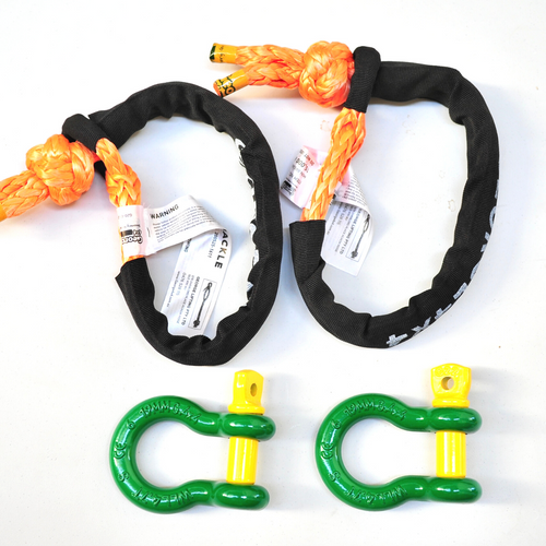 4WD Recovery Kit Shackle Combo: Soft shackle 15000kg 2pcs + Rated Steel Shackle 2pcs + Steel Shackle Isolator