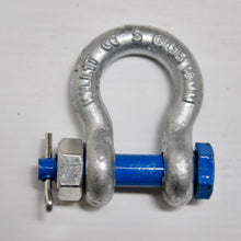 Load image into Gallery viewer, Rated Bolt Shackle 1000kg Grade S Bow type with Safety pin and nut blue pin safety factor 6:1 Rigging Lifting