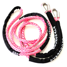 Load image into Gallery viewer, George4x4 Bridle Rope is constructed of a unique ultra-high molecular weight polyethylene material(UHMWPE), known as Dyneema/Spectra. This Bridle rope has been fully sheathed into one piece, can be used as a tree trunk protector and extension for kinetic rope or snatch strap. can float in water High Abrasion resistance and good UV resistance No stretch, easy handling Hard Eye designed-Heavy duty Reinforced eyelets with STAINLESS STEEL THIMBLE Spliced in Australia 14mm, rated breaking 18000kg