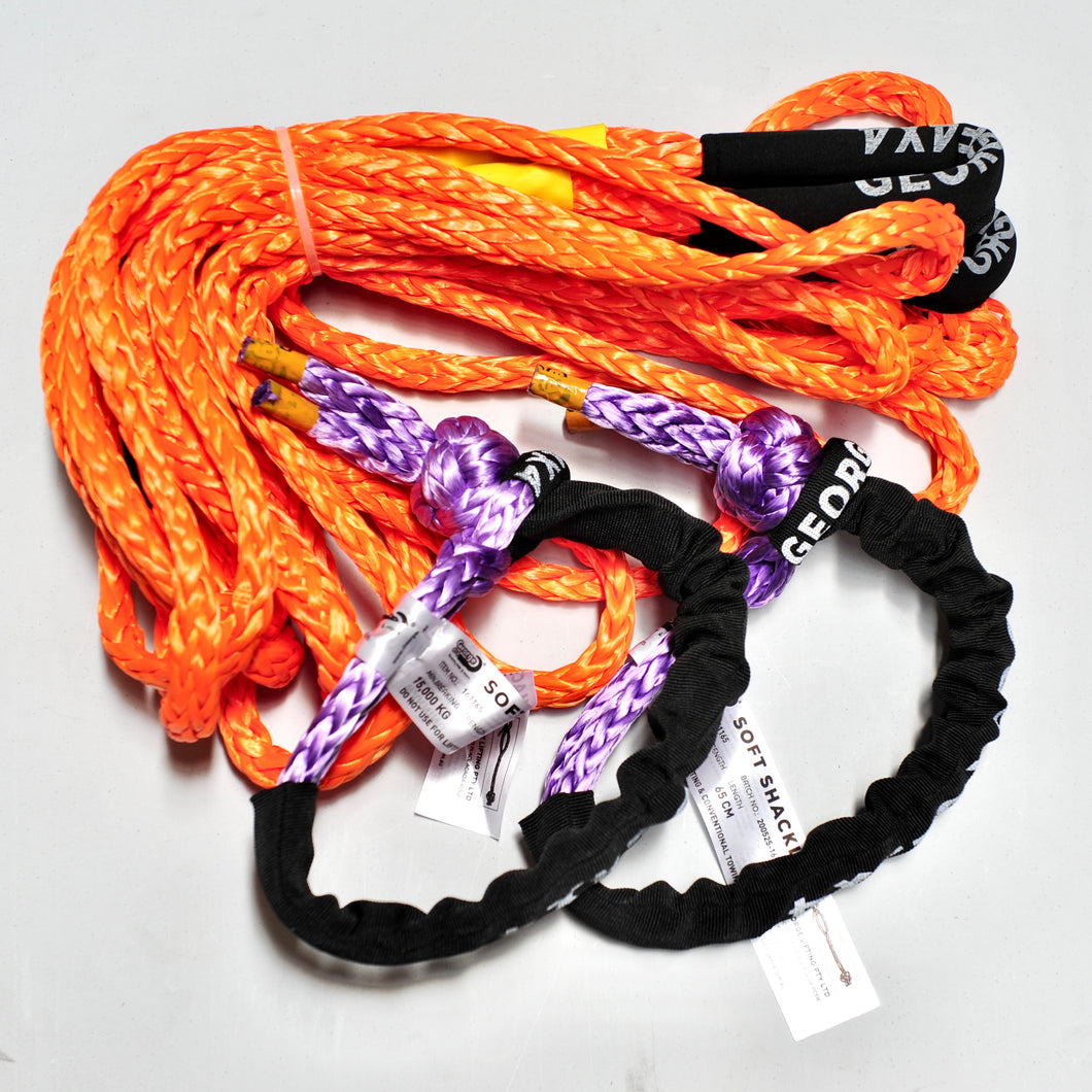 Winch Extension Tow Rope  11000kg + 2*Soft Shackles 15000kg