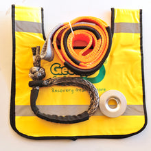 Load image into Gallery viewer, George4x4 Winch Accessory Kit includes 1pc*Tree Trunk Protector made of quality polyester, 3m Breaking: 14000kg. 1pc*Soft Shackle, Australian-made UHMWPE rope 12000kg/13300kg/15000kg/19800kg. 1pc*Aluminum Snatch Ring, Australian designed and tested 11000kg. 1pc*Winch line Damper Real Heavy-duty design Safer and Lighter