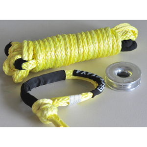 George4x4 4WD Lightweight Recovery Kit includes 1pc*Extension Towing Rope Australian made 10m Breaking: 9500kg. 1pc*Soft Shackle, Australian made 60cm Breaking: 13300kg. 1pc*Aluminum Pulley Snatch Ring, Australian designed and NATA accredited lab tested Running rope: 8mm-14mm. Lightweight, safer and more durable in every way.