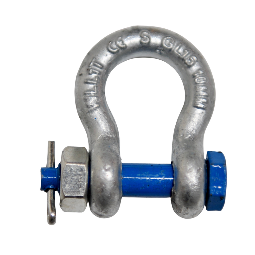 Rated Bolt Shackle 1000kg Grade S Bow type with Safety pin and nut blue pin safety factor 6:1 Rigging Lifting