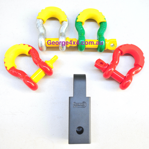 4WD Recovery kit: Alloy Tow Bar Hitch Shackle Receiver 5000kg + Rated Shackle, Recovery Hitch Designed by George4x4