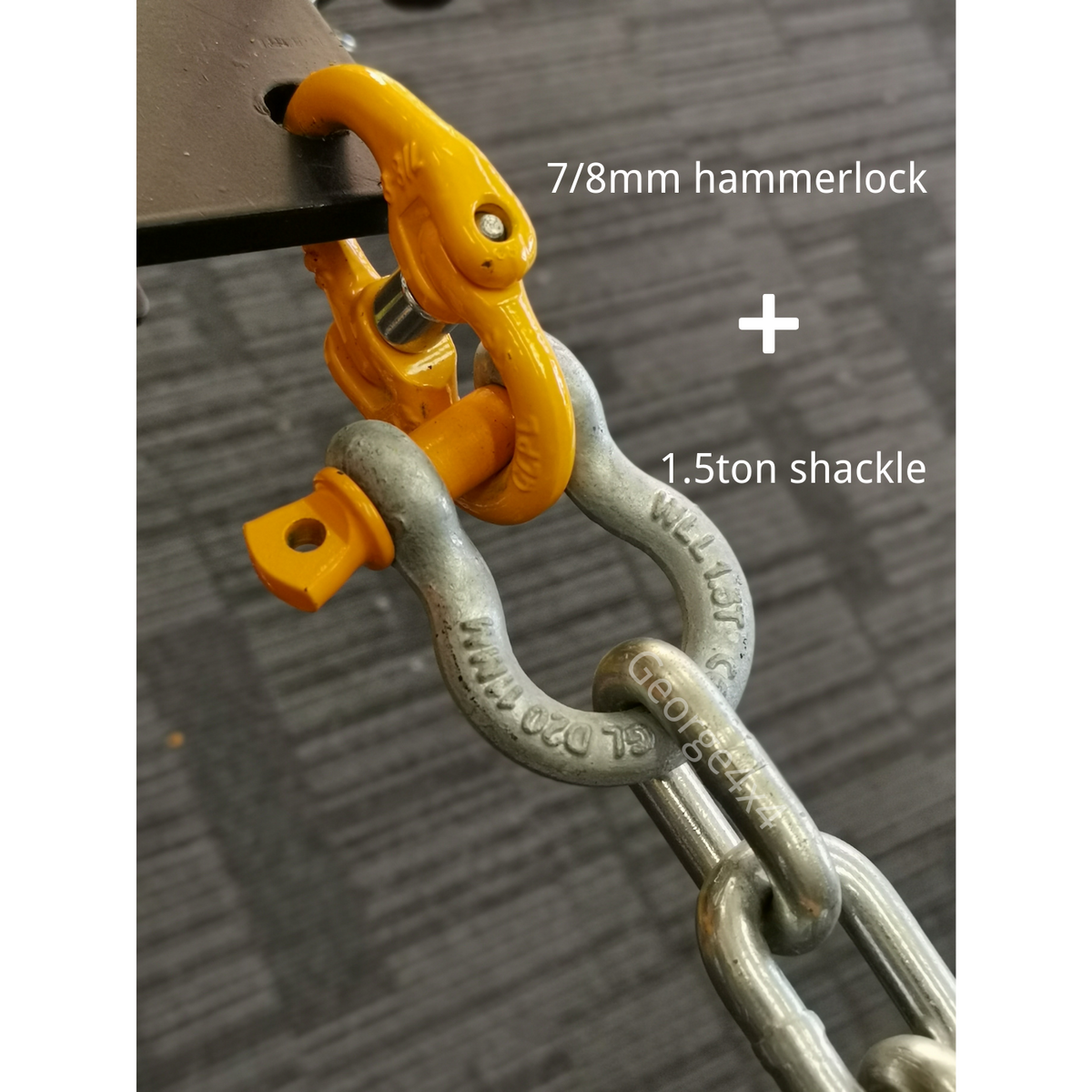 Hammerlock + D Shackle for Trailer Safety Chain/Caravan Towing by Geor