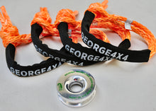 Load image into Gallery viewer, 1pc/2pcs/3pcs/4pcs*Soft Shackle (Orange or Purple diamond Knot), Australian made  Rope Size: 11mm  Breaking Strength: 15000kg    1pc*Aluminum Pulley Snatch Ring, Australian designed and NATA accredited lab tested  Inner-Outer diam: 30mm-100mm  Breaking Strength: 11000kg   Features:  Rated load 11000kg, strictly tested, no failure till 11000kg Rope running from 8mm to 14mm Solid Aluminium polished Net weight: 0.39kg, lighter and safer The soft shackle can float in water Protective sleeve fitted 