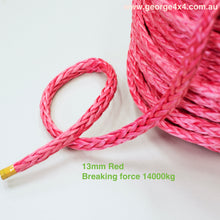 Load image into Gallery viewer, GEROGE4x4 HMPE Ropes can be used as Electric Winch ropes, Hand Winch ropes, Wakeboarding ropes, Tow or Towing ropes, Mooring ropes, Yacht ropes, Ropes for aviation, Ropes for works in forests, Ropes for rescue services, Ropes for energy industry and many other...  George4x4 HMPE rope is sold per Meter   Features:   High strength-to-weight ratio  Stronger than steel wire  High UV resistance  Floats and does not absorb water  Low stretch  Easy to splice 