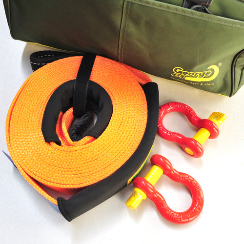 4WD Recovery kit: Snatch Strap + 2*Rated Shackles + Large Bag George4x4