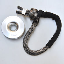 Load image into Gallery viewer, 1pc*Soft Shackle (Silver diamond), Australian made  Size: 12mm  Length: 65cm or 70cm   Breaking Strength: 18000kg    1pc*Aluminum Pulley Snatch Ring, Australian designed and NATA accredited lab tested  Inner-Outer diam: 32mm-125mm  Breaking Strength: 15000kg   Features:  Breaking strength of 15000kg, strictly tested in Australia by NATA-certified lab Solid Aluminium polished Ring Net weight: 0.73kg, lighter and safer Rope running up to 16mm Soft shackle can float in water Protective sleeve fitted