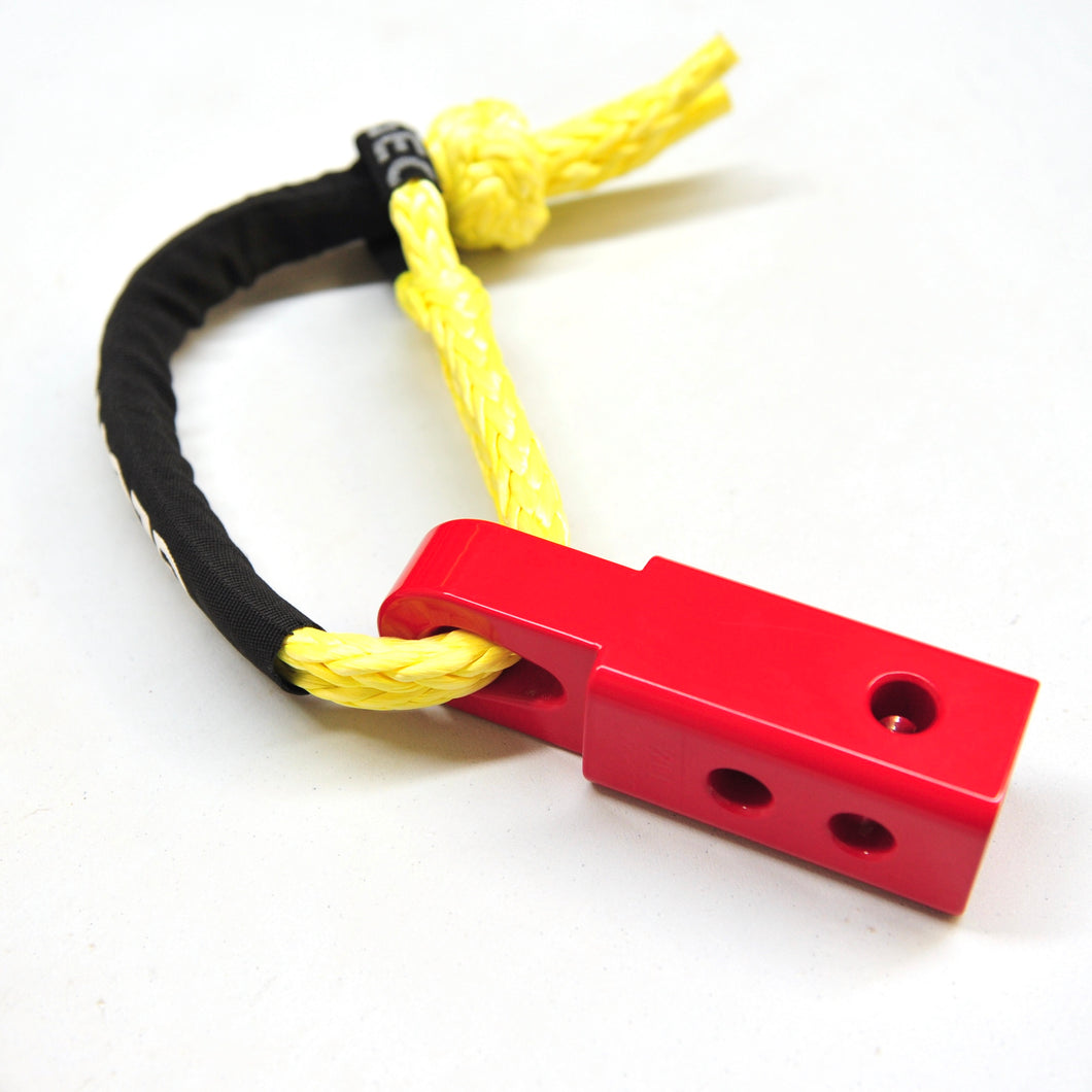 1pc*Soft Shackle (Yellow diamond), Australian made  Size 10mm  Breaking Strength: 13300kg    Length: 60cm or 50cm  1pc*Soft Shackle Hitch (Pear-shaped eyelet SK+)  170mm  Breaking Strength: 20000kg    Features: Hitch made of Aluminium Alloy T6, Light and convenient 50mm*50mm*170mm (170mm length) WLL 5000kg, Minimum Breaking test: 20000kg The hitch hole is smooth and round edge, friendly designed for Soft Shackle Can connect directly with soft shackles and D shackles