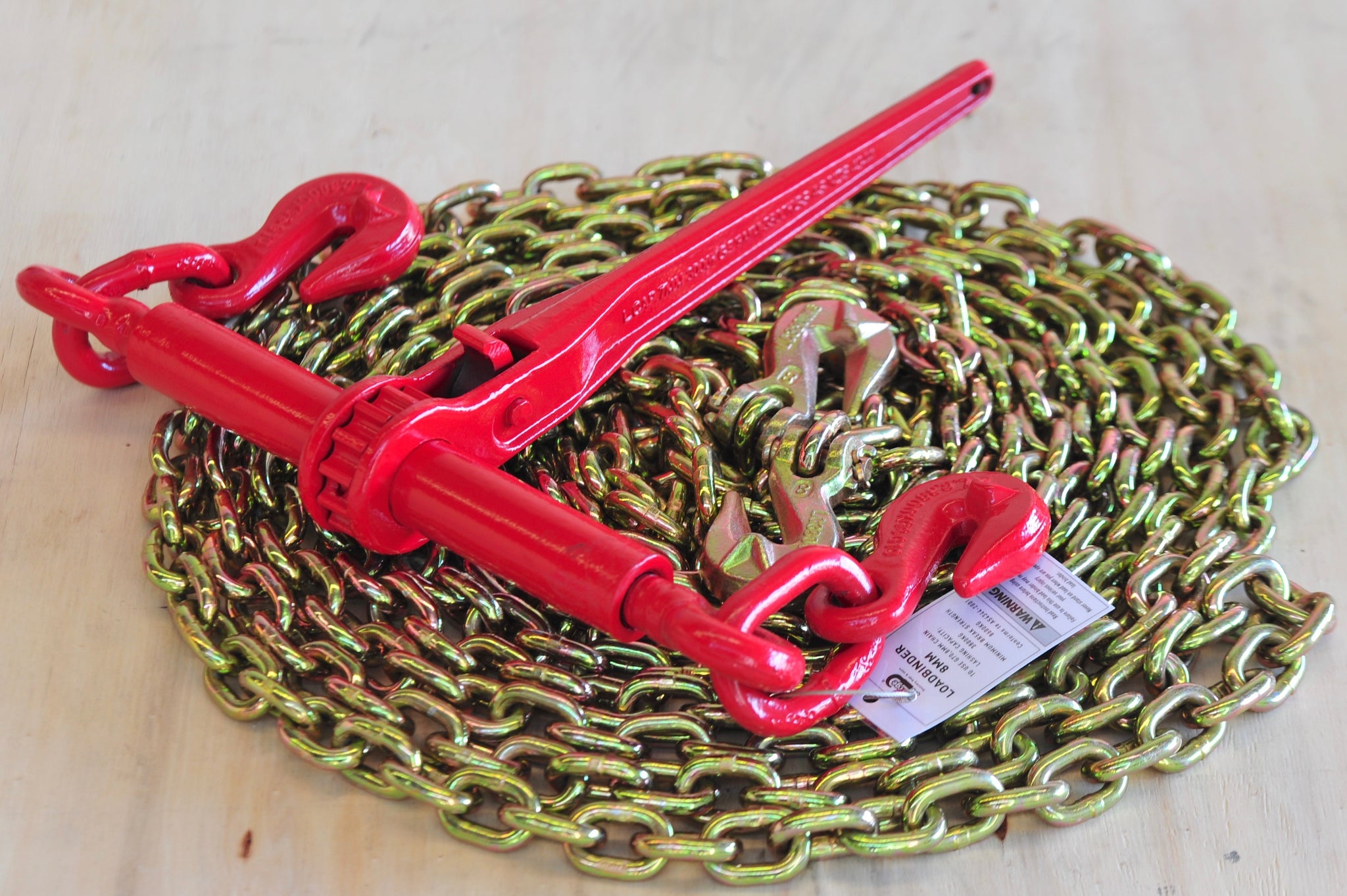4x G70 Chain Ratchet Tie Down Straps For Flatbed Trucks, Car Haulers, Wreckers - Heavy Duty