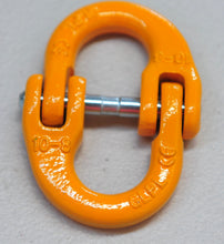 Load image into Gallery viewer, A hammerlock, a link that connects chains to other fittings when the chain link is too small. Made of high-quality alloy steel, drop forged and heat-treated for strength and flexibility. Easy to assemble and disassemble, often used to connect winch hooks to steel cable/synthetic winch rope. Consist of two separate body pieces, a tapered shaft, and a sleeve Size: 10mm WLL: 3.15ton BS: 12.6ton Grade: 80 (T8) Test certificate supplied upon request Pin comes with Oxygen Black or Galv. randomly