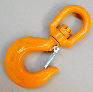 Swivel Hook with Latch 13mm WLL 5.3ton, Grade 80 Chain Lifting Sling Components